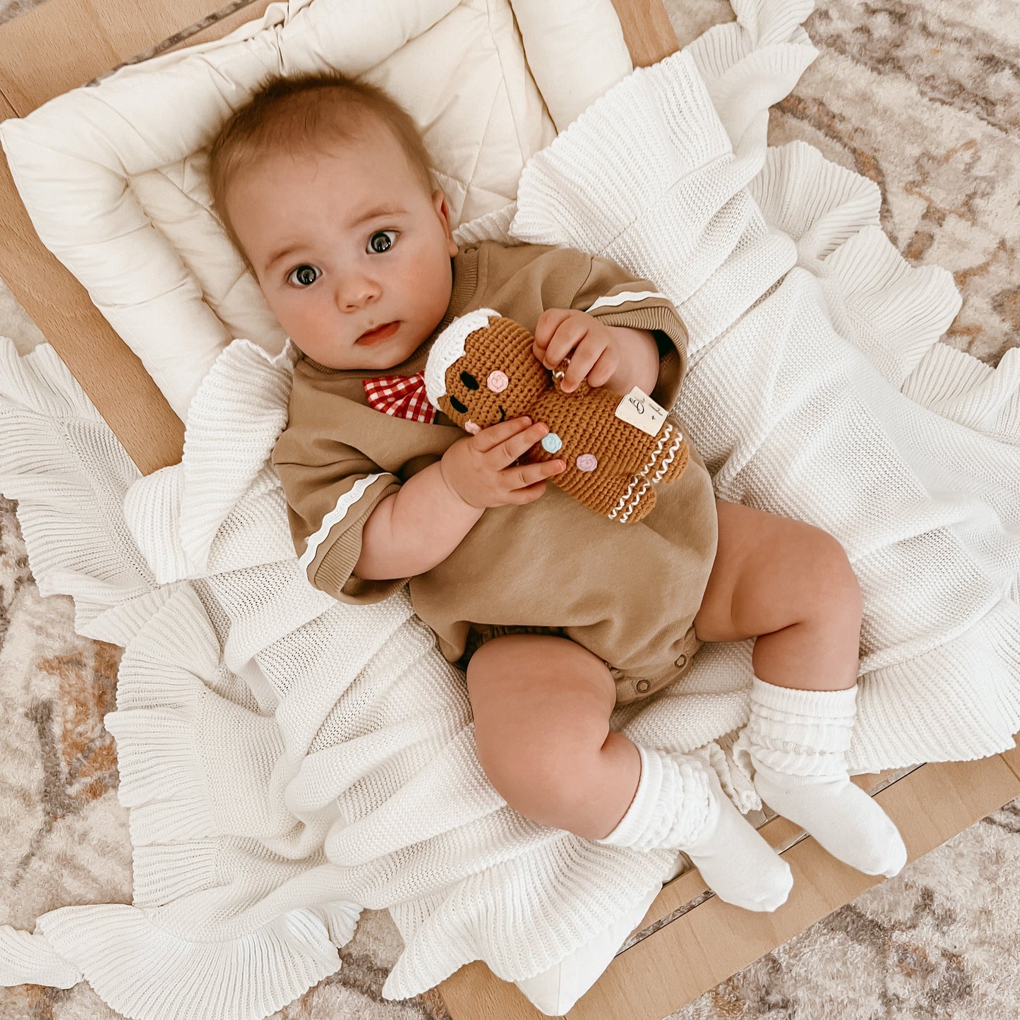 Gingerbread Short Sleeve Bubble Romper