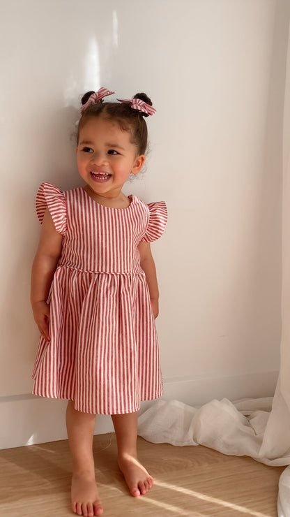 Kids Candy Stripe Dress - Red