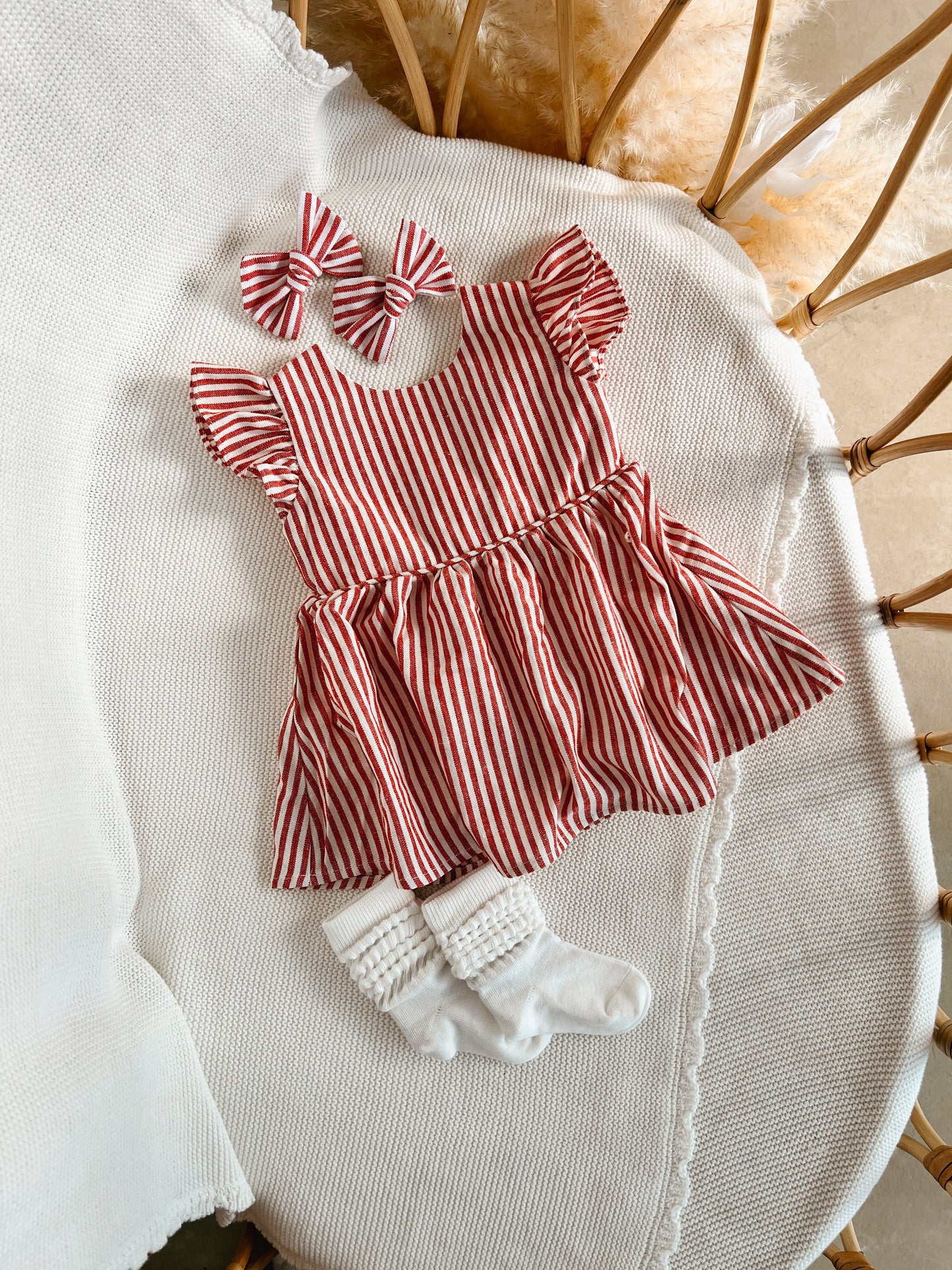 Kids Candy Stripe Dress - Red