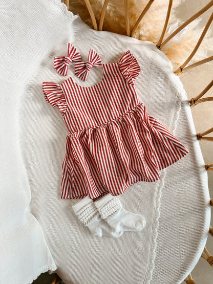 Kids Candy Stripe Dress - Red