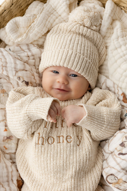 'Little Honey' Chunky Knit Romper - Honey