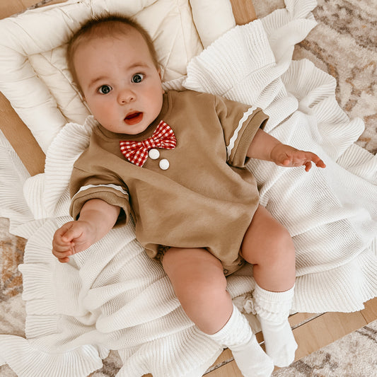 Gingerbread Short Sleeve Bubble Romper