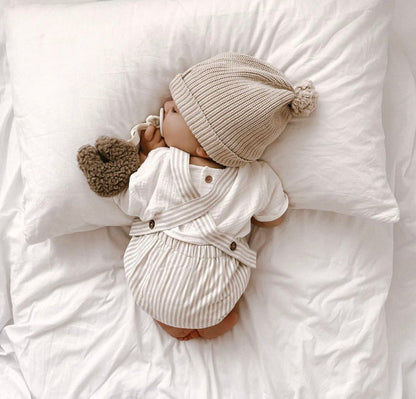 Sand Stripe Cross Back Romper