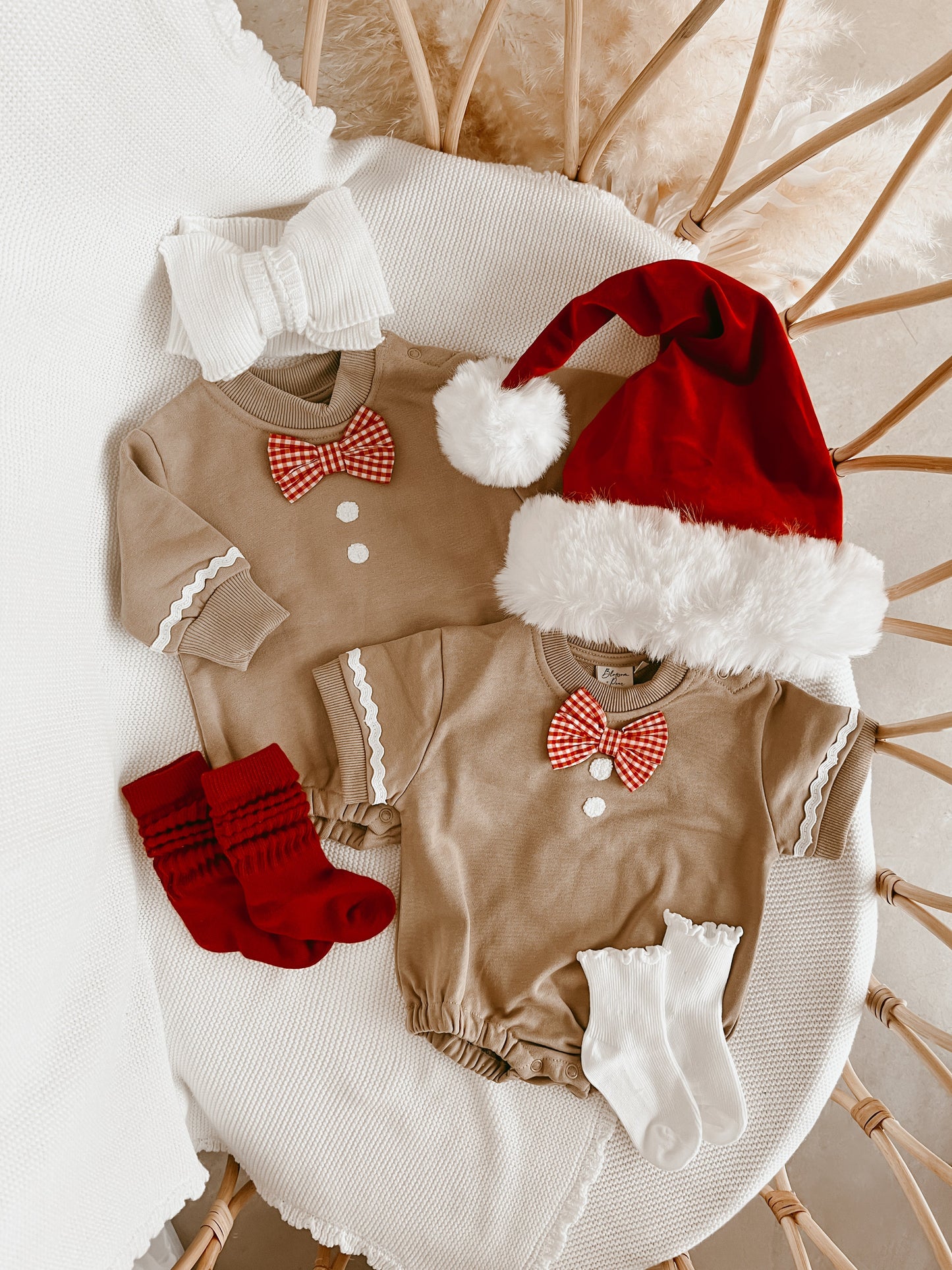 Gingerbread Short Sleeve Bubble Romper