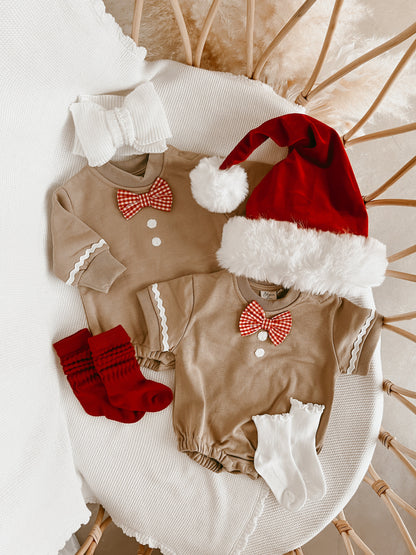 Gingerbread Short Sleeve Bubble Romper