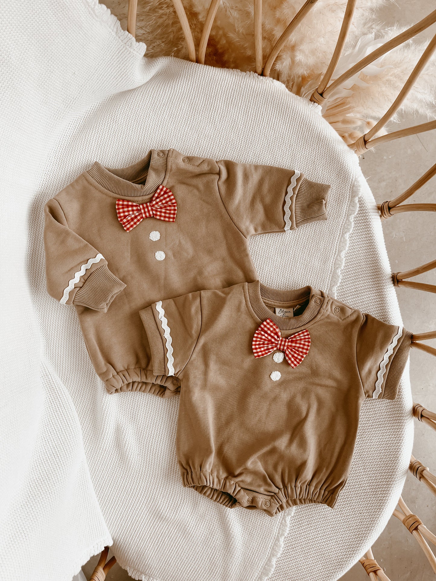 Gingerbread Short Sleeve Bubble Romper