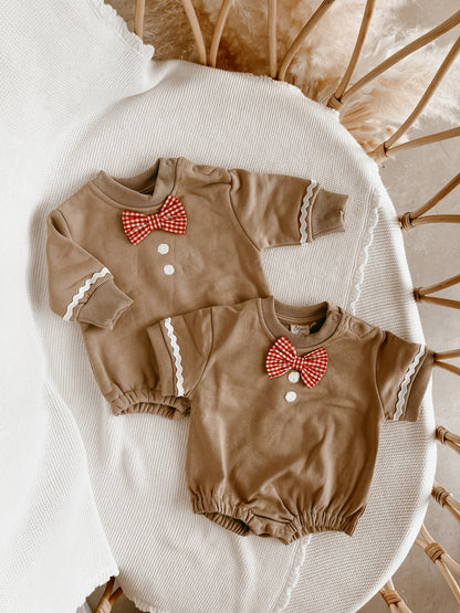 Gingerbread Short Sleeve Bubble Romper