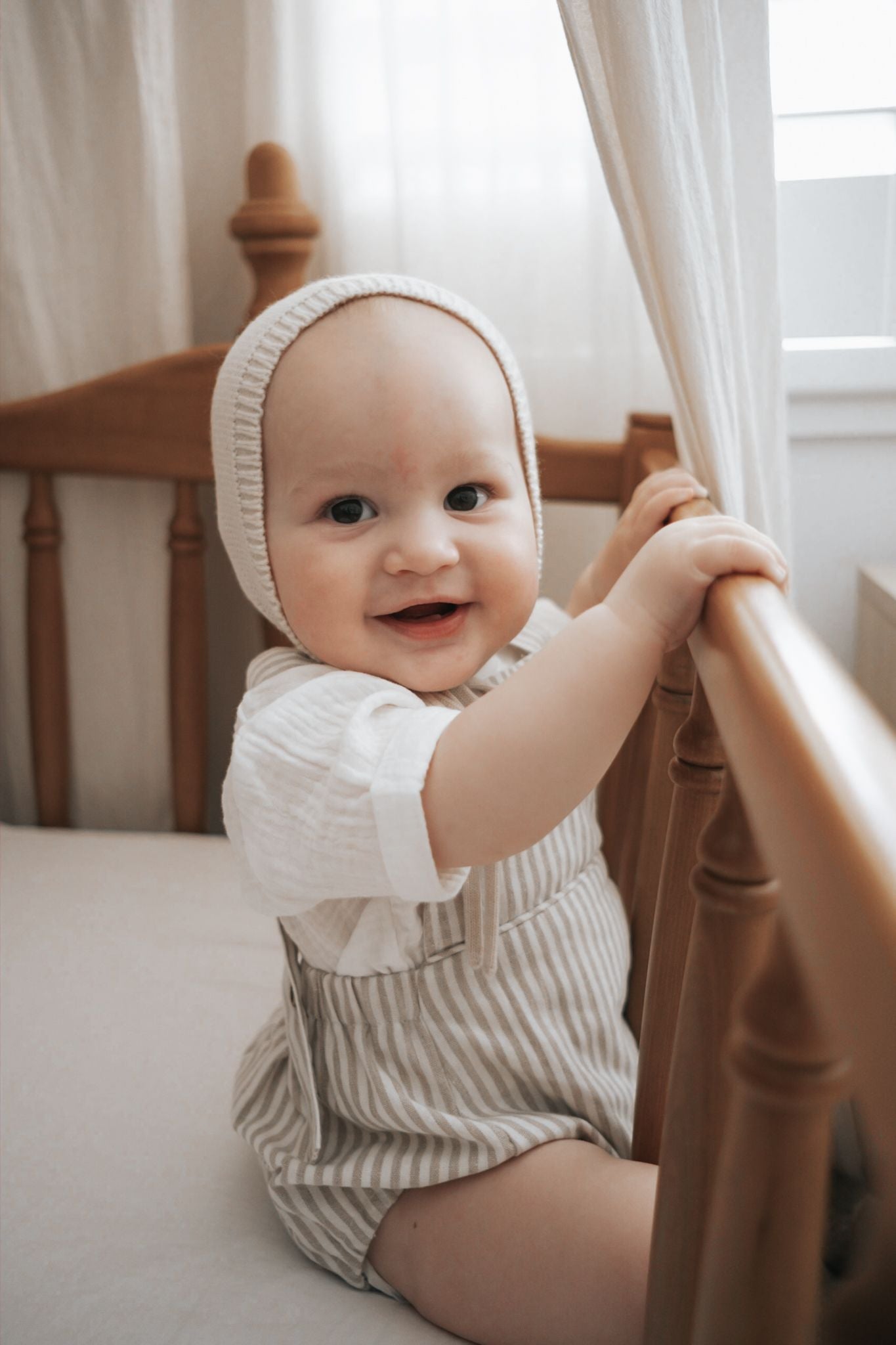 Sand Stripe Cross Back Romper
