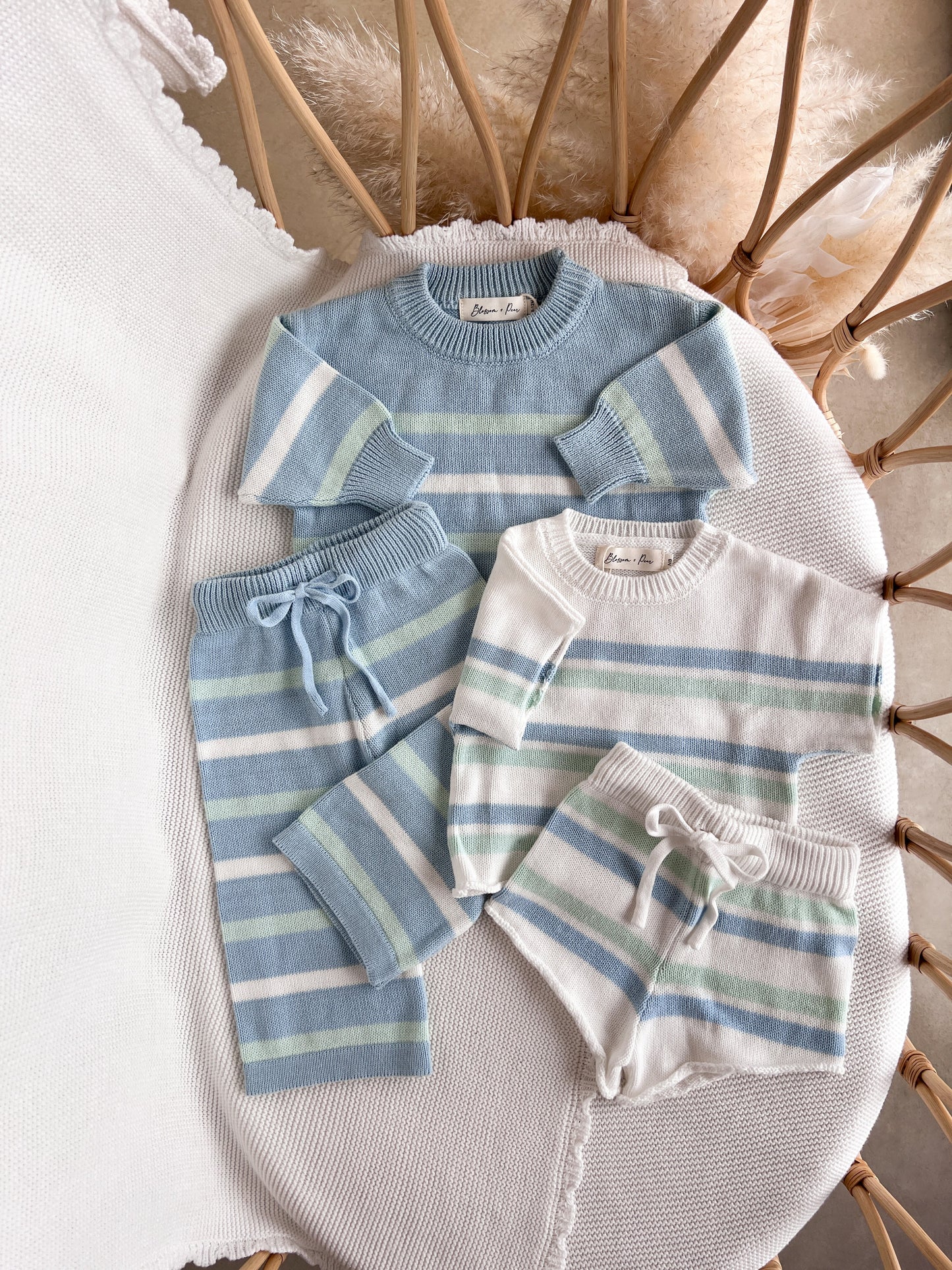 Mint Sherbet Knit Set - Short Sleeve