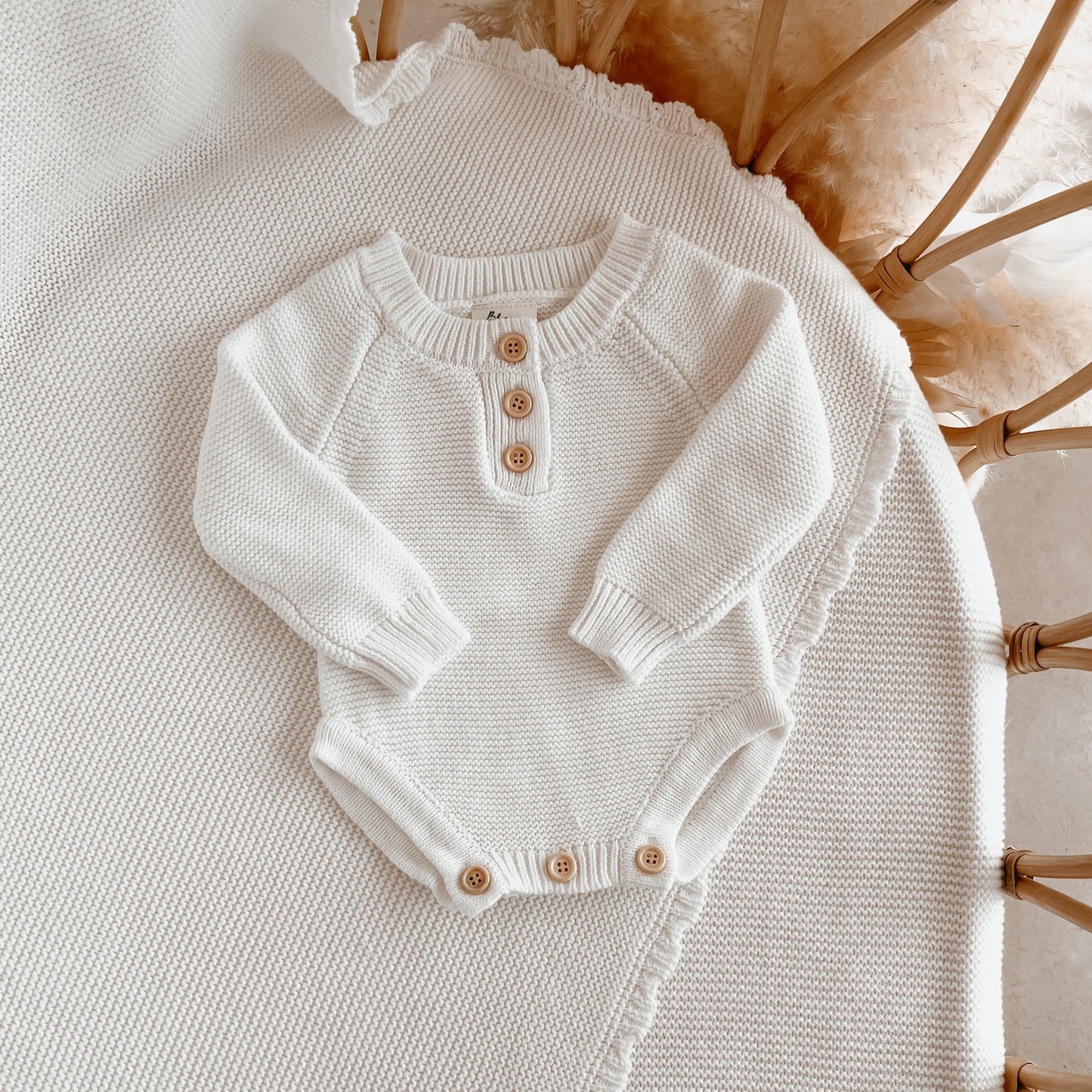 Milk Long Sleeve Knit Romper