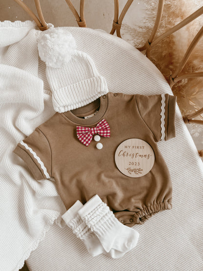 Gingerbread Short Sleeve Bubble Romper