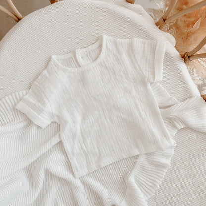 Vanilla Muslin Tee - Cuff Sleeve