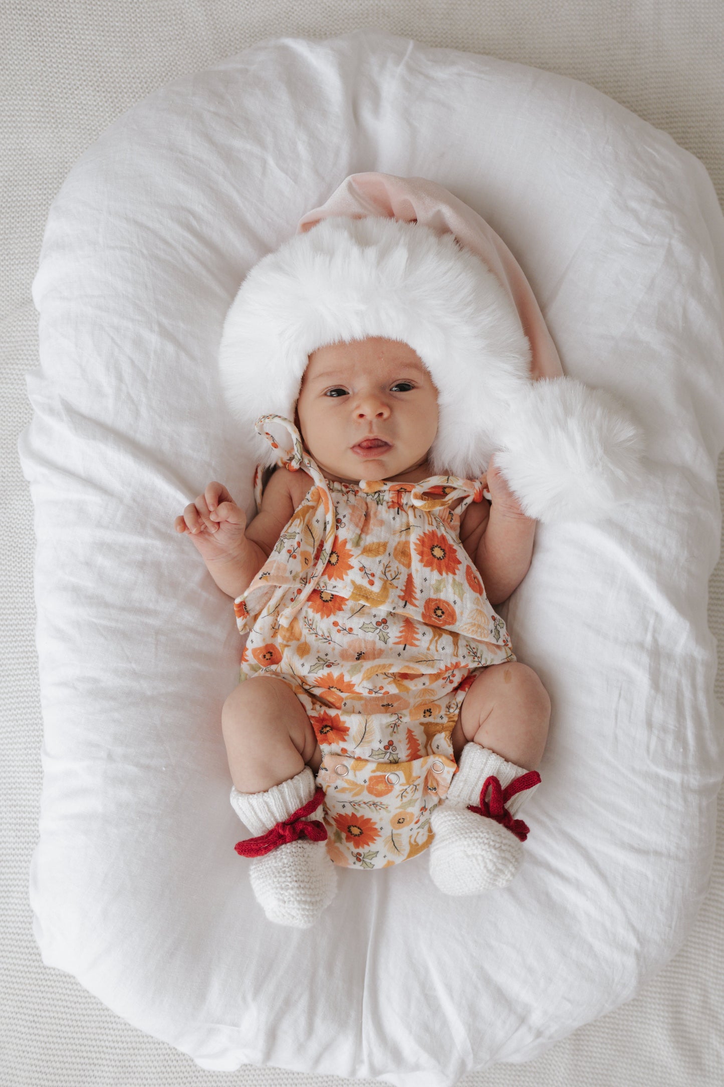 Velvet Santa Hat - Blush - Baby size only