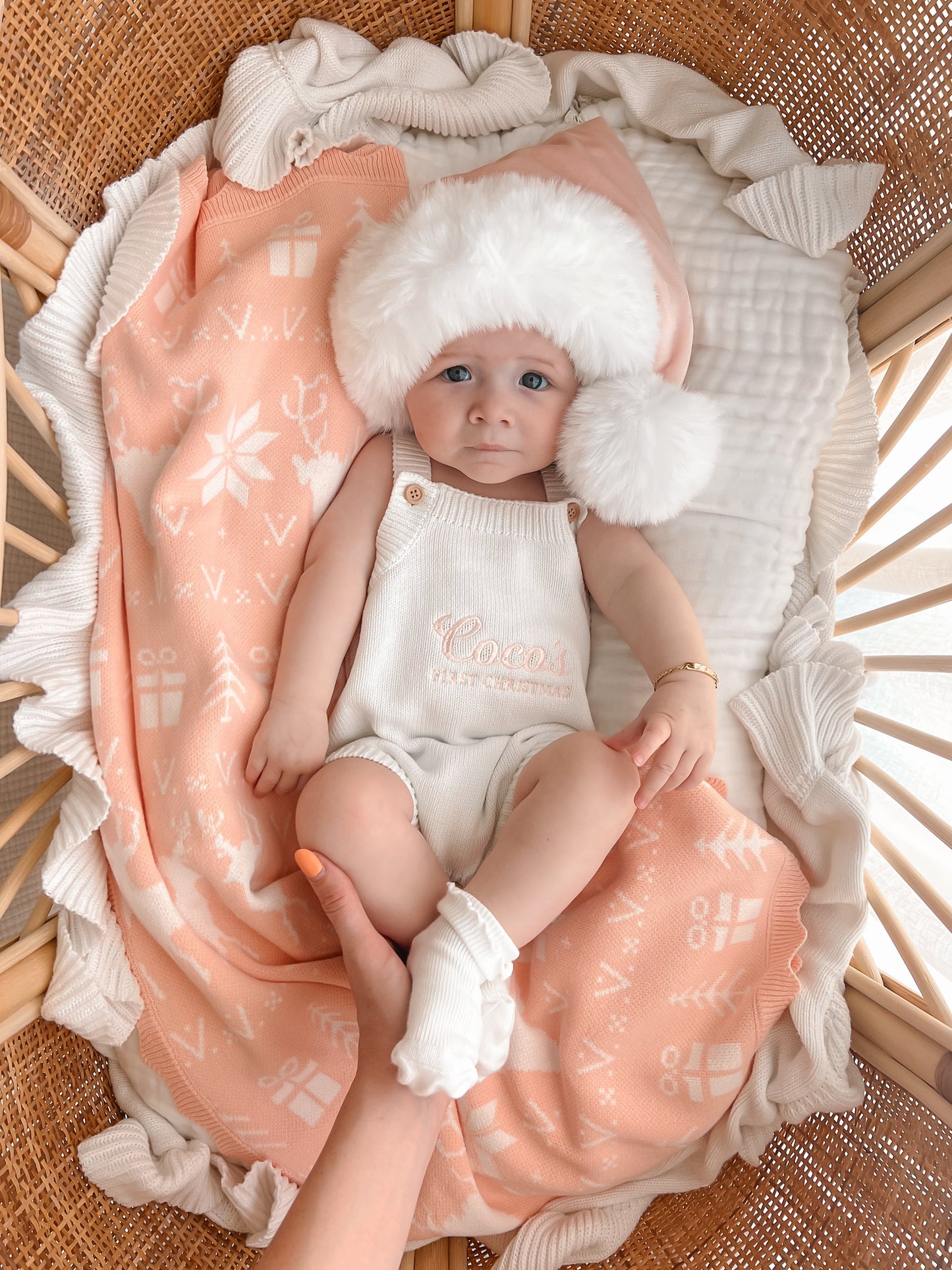 Velvet Santa Hat - Blush - Baby size only