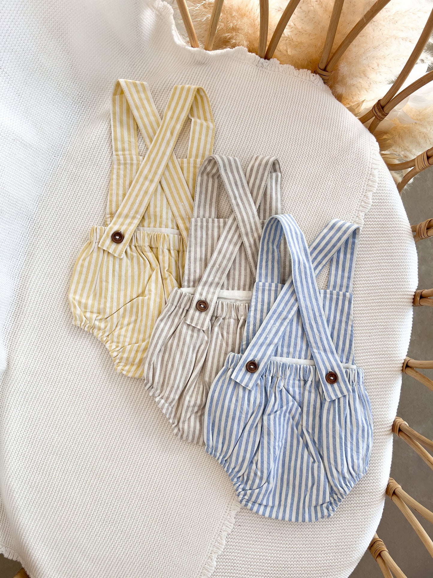 Sand Stripe Cross Back Romper