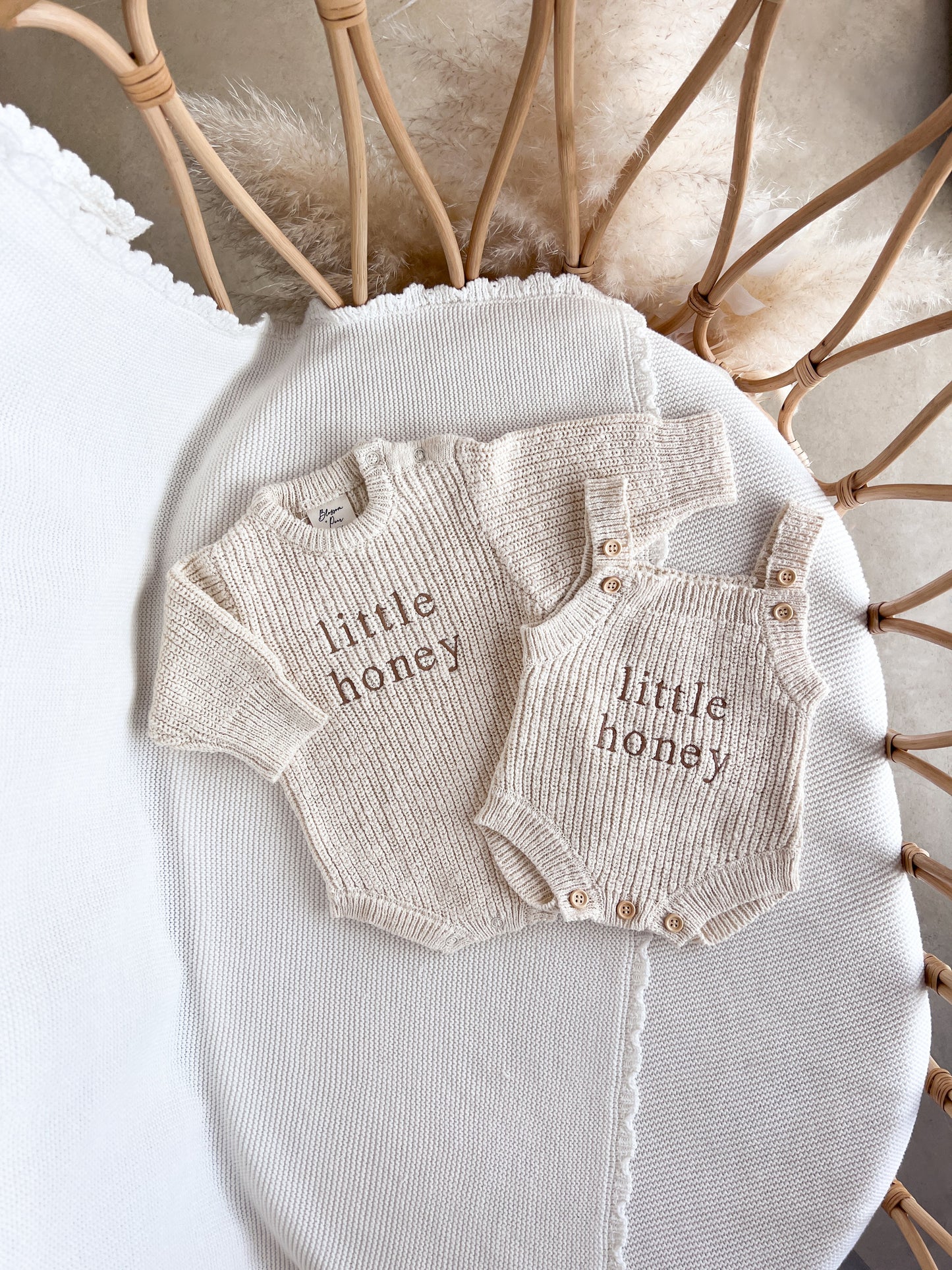 'Little Honey' Chunky Knit Romper - Honey