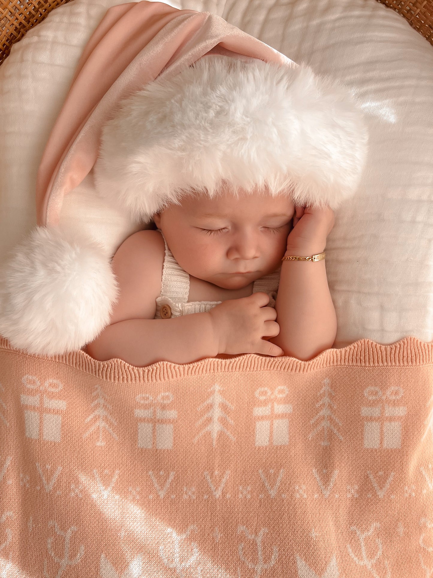 Velvet Santa Hat - Blush - Baby size only