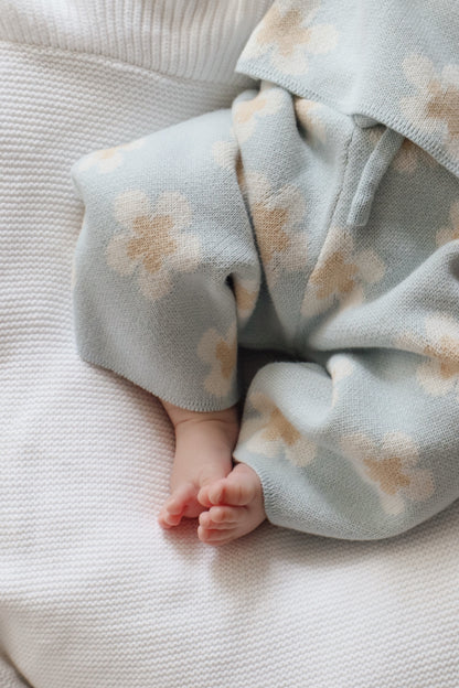 Blue Daisy Knit Set - Long Sleeve