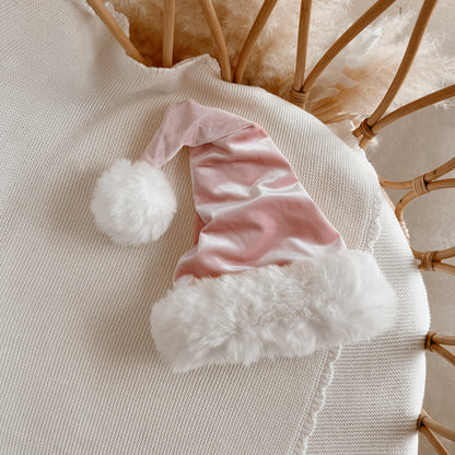Velvet Santa Hat - Blush - Baby size only