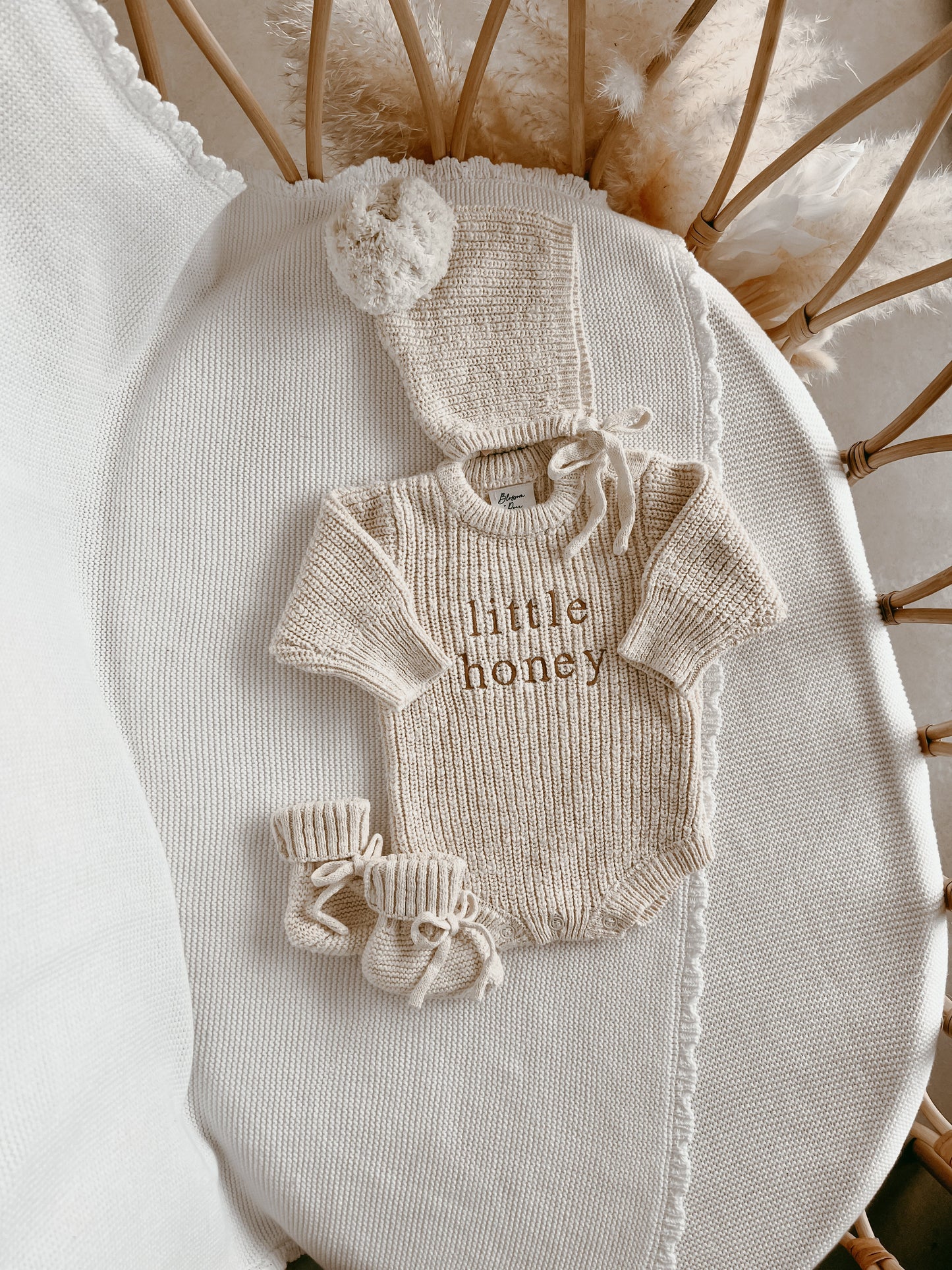 'Little Honey' Chunky Knit Romper - Honey
