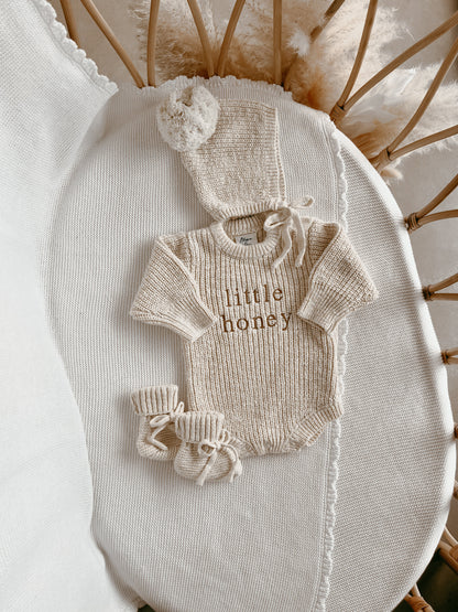'Little Honey' Chunky Knit Romper - Honey