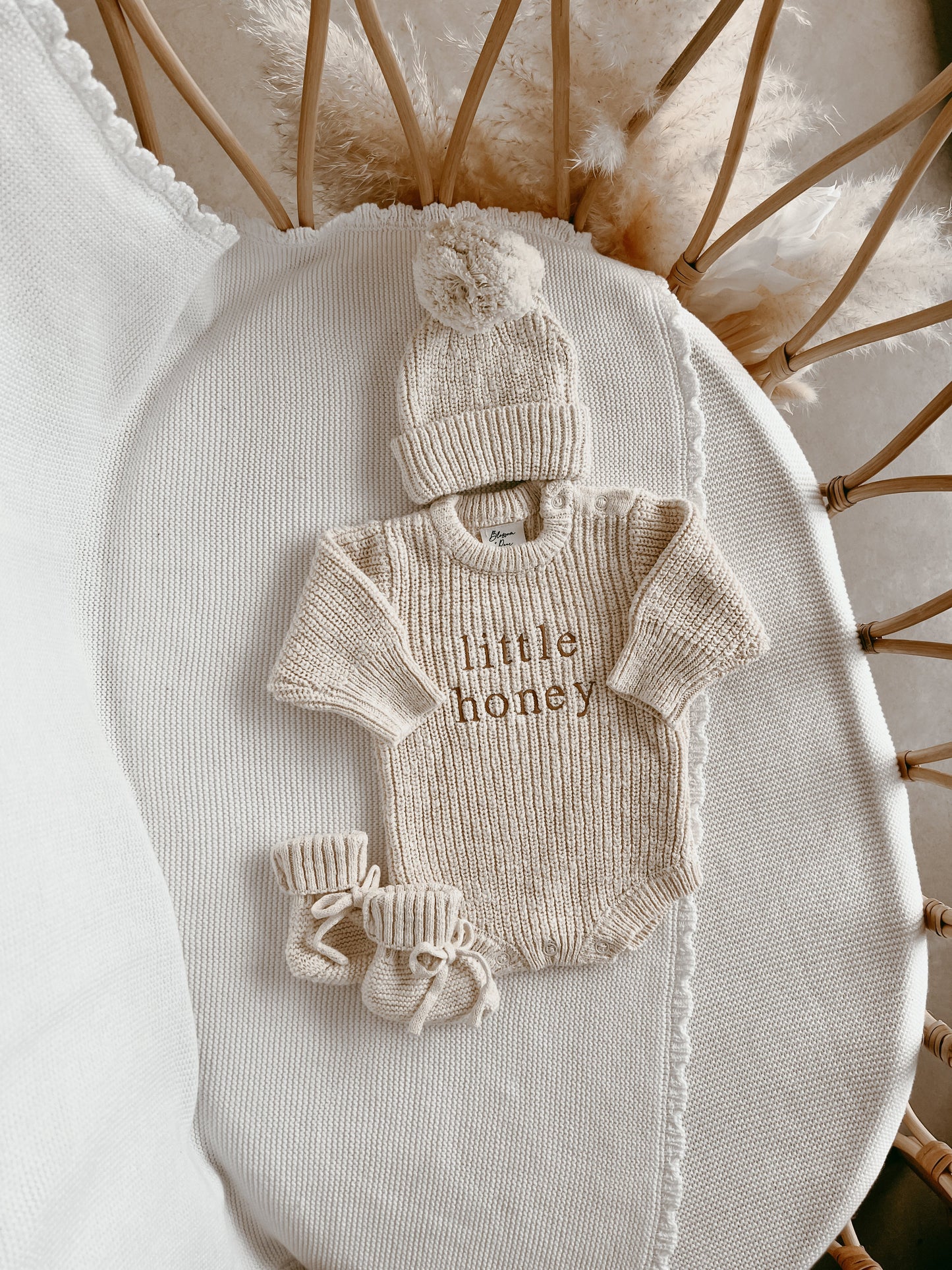 'Little Honey' Chunky Knit Romper - Honey