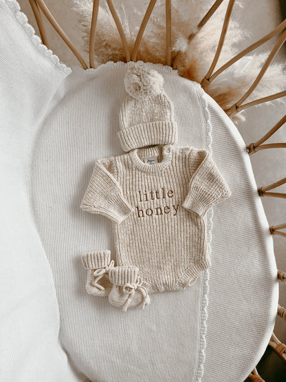 'Little Honey' Chunky Knit Romper - Honey
